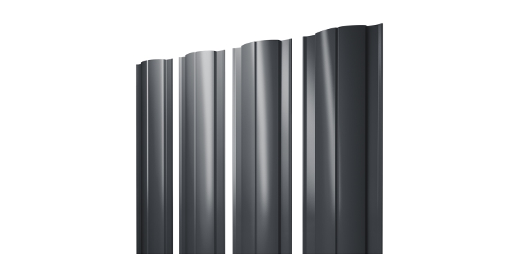 Штакетник Круглый с прямым резом 0,45 Drap TwinColor RAL 7024 мокрый асфальт