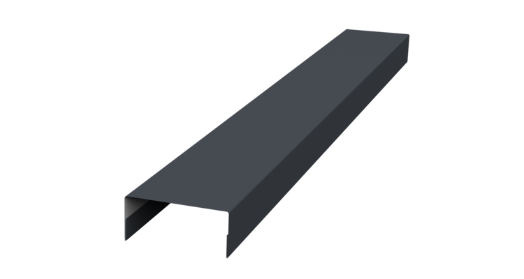 Ламель лицевая 125 забора жалюзи Texas стартовая/финишная для калиток и ворот 0.5 Drap с пленкой RAL 7024 мокрый асфальт