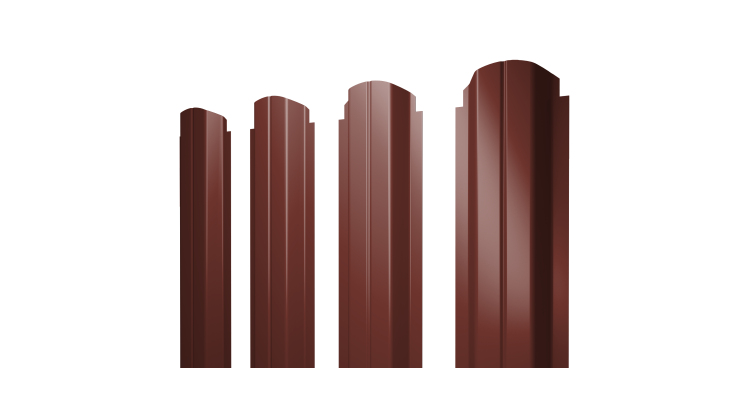 Штакетник П-образный А фигурный 0,5 Satin RAL 3009 оксидно-красный